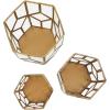 imageCosmoLiving by Cosmopolitan Metal Geometric Diamond Patterned Hexagon Candle Lantern with Clear Glass Set of 3 10quot 8quot 7quot H Gold