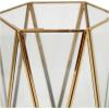 imageCosmoLiving by Cosmopolitan Metal Geometric Triangle Patterned Hexagon Candle Lantern with Clear Glass Set of 3 9quot 6quot 5quotH Gold