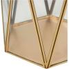 imageCosmoLiving by Cosmopolitan Metal Geometric Triangle Patterned Hexagon Candle Lantern with Clear Glass Set of 3 9quot 6quot 5quotH Gold
