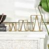 imageCosmoLiving by Cosmopolitan Metal Geometric Triangle Patterned Hexagon Candle Lantern with Clear Glass Set of 3 9quot 6quot 5quotH Gold