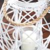 imageDeco 79 15 x 15 Large Woven Rattan White Lantern w Burlap Jute Rope Handle ampamp Glass Insert