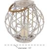 imageDeco 79 15 x 15 Large Woven Rattan White Lantern w Burlap Jute Rope Handle ampamp Glass Insert