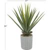 imageDeco 79 Faux Foliage Agave Artificial Plant with Realistic Leaves and Gray Ceramic Pot 27quot x 27quot x 38quot Green