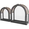 imageDeco 79 Metal Brushed Rectangular Candle Lantern with Brown Wood Tops Set of 2 15quot 11quot H Dark GrayBlack