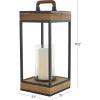 imageDeco 79 Metal Brushed Rectangular Candle Lantern with Brown Wood Tops Set of 2 15quot 11quot H Dark GrayBrown