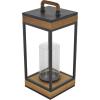 imageDeco 79 Metal Brushed Rectangular Candle Lantern with Brown Wood Tops Set of 2 15quot 11quot H Dark GrayBrown