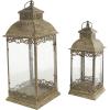 imageDeco 79 Metal Distressed Vintage Inspired Ornate Scroll Candle Lantern Set of 2 20quot 25quot H Brown20  25H