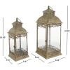 imageDeco 79 Metal Distressed Vintage Inspired Ornate Scroll Candle Lantern Set of 2 20quot 25quot H Brown20  25H