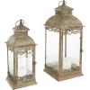 imageDeco 79 Metal Distressed Vintage Inspired Ornate Scroll Candle Lantern Set of 2 20quot 25quot H Brown20  25H
