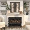 imageDeco 79 Metal Fruit Living Room Fireplace Screen Foldable 3 Panel Fire Spark Guard with Leaf Accents Screen 29quot x 14quot x 36quot GoldBlack