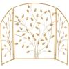 imageDeco 79 Metal Fruit Living Room Fireplace Screen Foldable 3 Panel Fire Spark Guard with Leaf Accents Screen 29quot x 14quot x 36quot GoldGold