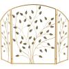 imageDeco 79 Metal Fruit Living Room Fireplace Screen Foldable 3 Panel Fire Spark Guard with Leaf Accents Screen 29quot x 14quot x 36quot GoldGold