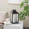 imageDeco 79 Metal Modern Candle Lantern with Gold Accents 8quot x 7quot x 14quot Black8 x 7 x 14