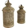 imageDeco 79 Metal Scroll Distressed Vintage Inspired Ornate Candle Lantern Set of 2 14quot 10quot H Brown14  12H