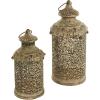 imageDeco 79 Metal Scroll Distressed Vintage Inspired Ornate Candle Lantern Set of 2 14quot 10quot H Brown14  12H