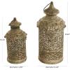 imageDeco 79 Metal Scroll Distressed Vintage Inspired Ornate Candle Lantern Set of 2 14quot 10quot H Brown14  12H