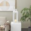 imageDeco 79 Metal Tall Arched Cutout Candle Lantern with Gold Handle 7quot x 7quot x 23quot White7 x 8 x 27