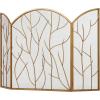 imageDeco 79 Metal Tree Arched 3 Panel Fireplace Screen with Branch Inspired Design 25quot x 12quot x 31quot Gold