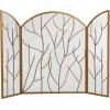 imageDeco 79 Metal Tree Arched 3 Panel Fireplace Screen with Branch Inspired Design 25quot x 12quot x 31quot Gold
