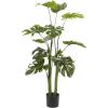 imageDeco 79 Faux Foliage Monstera Artificial Plant with Realistic Leaves and Black Plastic Pot 27quot x 22quot x 48quot Green4ft