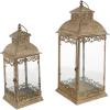 imageDeco 79 Metal Distressed Vintage Inspired Ornate Scroll Candle Lantern Set of 2 20quot 25quot H Brown20  25H