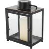 imageDeco 79 Metal Modern Candle Lantern with Gold Accents 8quot x 7quot x 14quot Black8 x 7 x 11