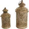 imageDeco 79 Metal Scroll Distressed Vintage Inspired Ornate Candle Lantern Set of 2 14quot 10quot H Brown14  12H