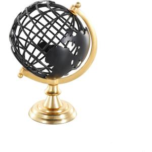 imageDeco 79 Aluminum Metal Open Framed World Globe with Wire Exterior and Gold Base 8quot x 8quot x 13quot Black6 x 7 x 10