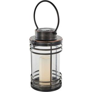 imageDeco 79 Metal Candle Lantern with Round Circle Lines 7quot x 7quot x 12quot Black7 x 7 x 12