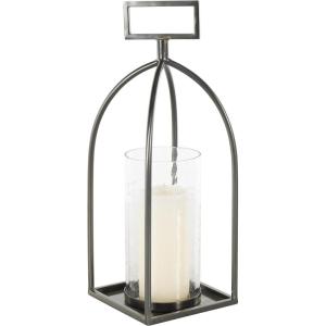 imageDeco 79 Metal Indoor Outdoor Candle Lantern Open Frame Lantern Candle Holder with Rectangle Handles Lantern 6quot x 6quot x 20quot SilverSilver