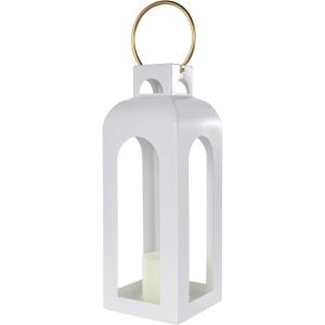 imageDeco 79 Metal Tall Arched Cutout Candle Lantern with Gold Handle 7quot x 7quot x 23quot White7 x 7 x 23