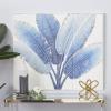 imageDeco 79 Metal Leaf Handmade Home Wall Decor Palm Wall Sculpture with White Backing Wall Art 43quot x 1quot x 37quot Blue