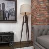imageDeco 79 Wood Room Floor Lamp Tripod Standing Tall Lamp with Cream Linen Shade Tall Lamp 21quot x 21quot x 62quot Black62