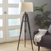 imageDeco 79 Wood Room Floor Lamp Tripod Standing Tall Lamp with Cream Linen Shade Tall Lamp 21quot x 21quot x 62quot Black62