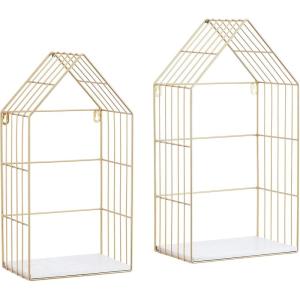 imageCosmoLiving by Cosmopolitan Metal Round 2 Shelf Wall Shelf 30quot x 6quot x 18quot GoldGold