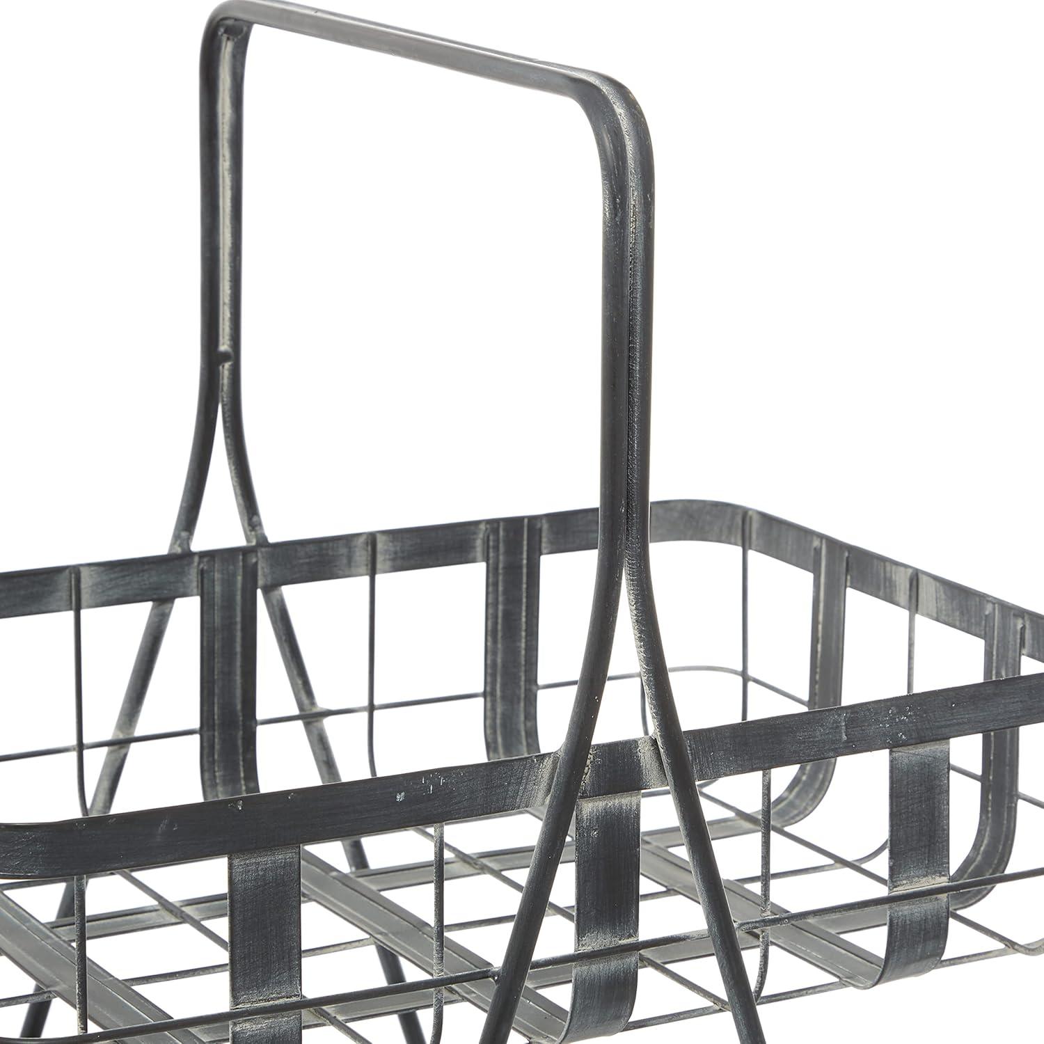 imageDeco 79 Metal Decorative and Functional Storage Basket Wire Grid Basket Organizer with Wheels and Handles Set of 2 Basket for Storage 25quot 22quotH BlackGrey