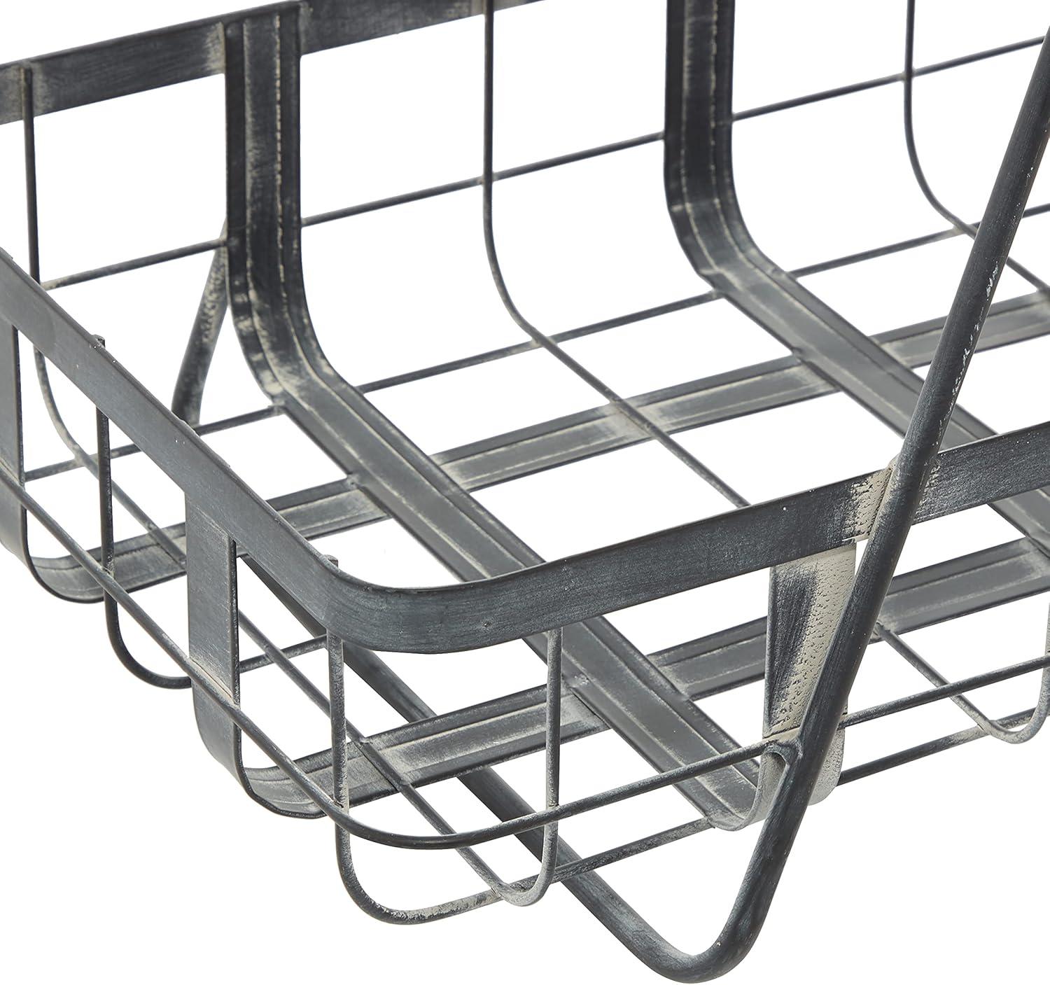 imageDeco 79 Metal Decorative and Functional Storage Basket Wire Grid Basket Organizer with Wheels and Handles Set of 2 Basket for Storage 25quot 22quotH BlackGrey