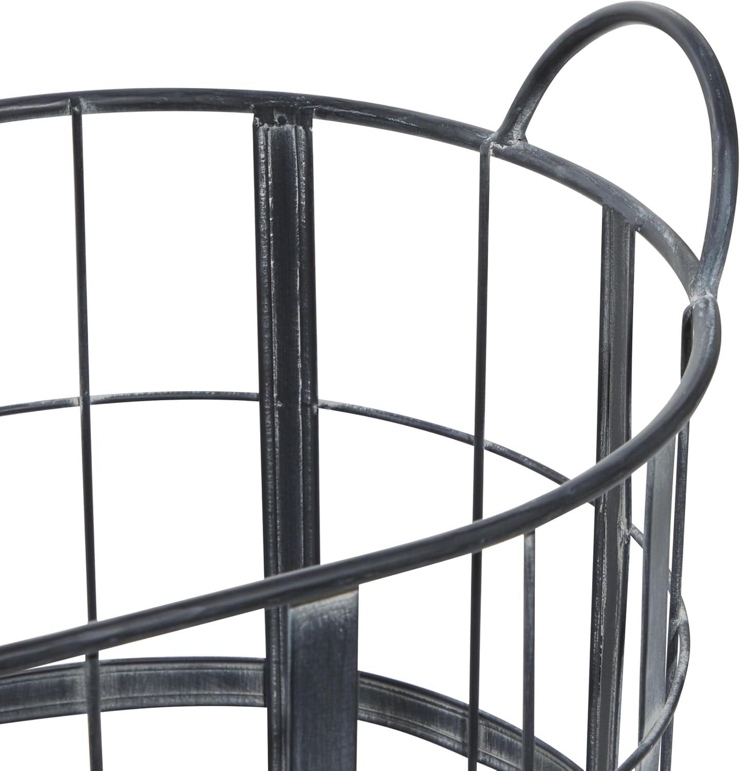 imageDeco 79 Metal Decorative and Functional Storage Basket Wire Grid Basket Organizer with Wheels and Handles Set of 2 Basket for Storage 25quot 22quotH BlackBlack