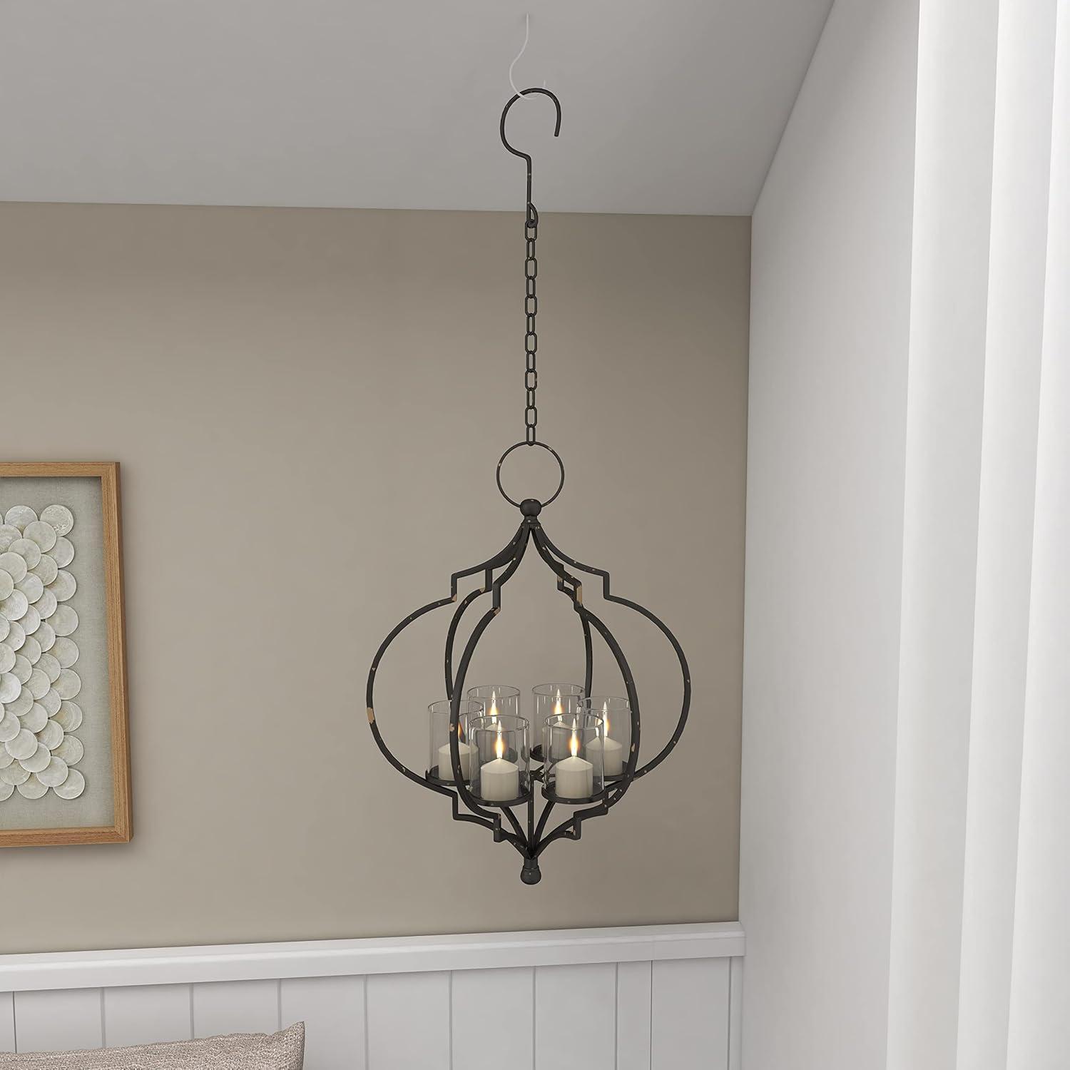 imageDeco 79 Metal Hanging Candelabra 17quot x 17quot x 19quot BlackBlack