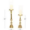 imageDeco 79 Aluminum Hurricane Lamp Set of 2 32quot 26quotH Gold