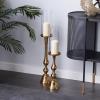 imageDeco 79 Aluminum Hurricane Lamp Set of 2 32quot 26quotH Gold