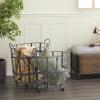 imageDeco 79 Metal Decorative and Functional Storage Basket Wire Grid Basket Organizer with Wheels and Handles Set of 2 Basket for Storage 25quot 22quotH BlackBlack