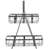 imageDeco 79 Metal Decorative and Functional Storage Basket Wire Grid Basket Organizer with Wheels and Handles Set of 2 Basket for Storage 25quot 22quotH BlackGrey