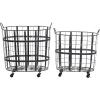 imageDeco 79 Metal Decorative and Functional Storage Basket Wire Grid Basket Organizer with Wheels and Handles Set of 2 Basket for Storage 25quot 22quotH BlackBlack