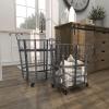 imageDeco 79 Metal Decorative and Functional Storage Basket Wire Grid Basket Organizer with Wheels and Handles Set of 2 Basket for Storage 25quot 22quotH BlackBlack