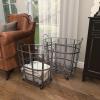 imageDeco 79 Metal Decorative and Functional Storage Basket Wire Grid Basket Organizer with Wheels and Handles Set of 2 Basket for Storage 25quot 22quotH BlackBlack