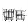 imageDeco 79 Metal Decorative and Functional Storage Basket Wire Grid Basket Organizer with Wheels and Handles Set of 2 Basket for Storage 25quot 22quotH BlackBlack
