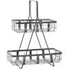 imageDeco 79 Metal Decorative and Functional Storage Basket Wire Grid Basket Organizer with Wheels and Handles Set of 2 Basket for Storage 25quot 22quotH BlackGrey