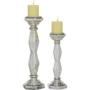 imageDeco 79 Glass Decorative Candle Holder Candle Stand Set of 2 Candlestick Holder 14quot 18quotH Silver