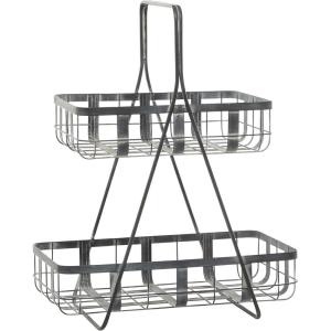 imageDeco 79 Metal Decorative and Functional Storage Basket Wire Grid Basket Organizer with Wheels and Handles Set of 2 Basket for Storage 25quot 22quotH BlackGrey